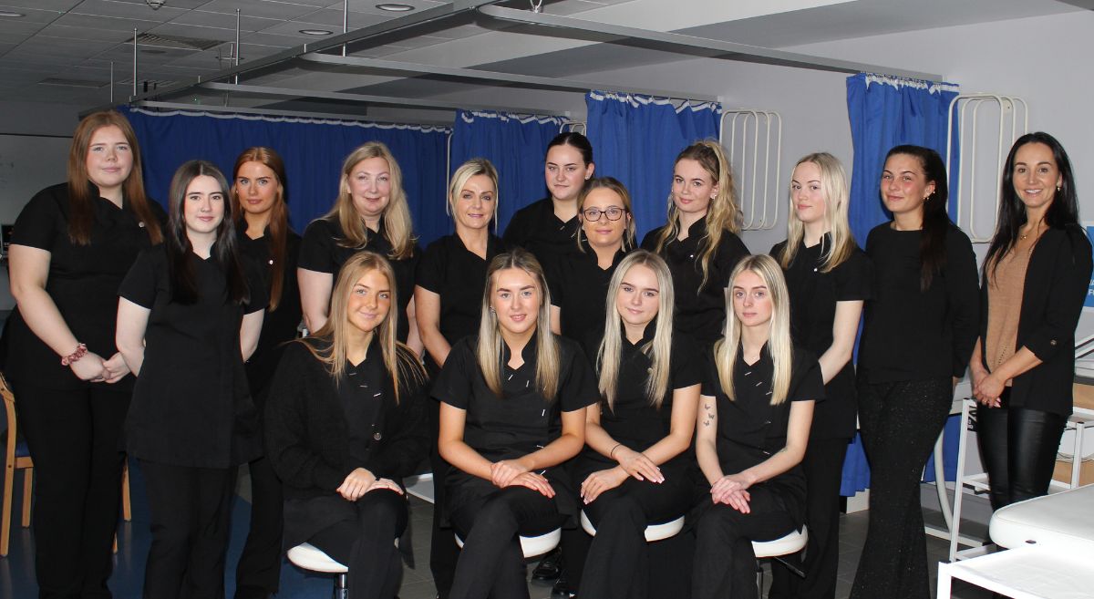 Level 2 Beauty Therapy students with Lecturer Lisa O'Donnell